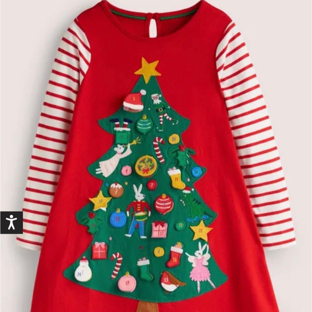 Mini Boden advent Christmas dress 7-8Y NWT